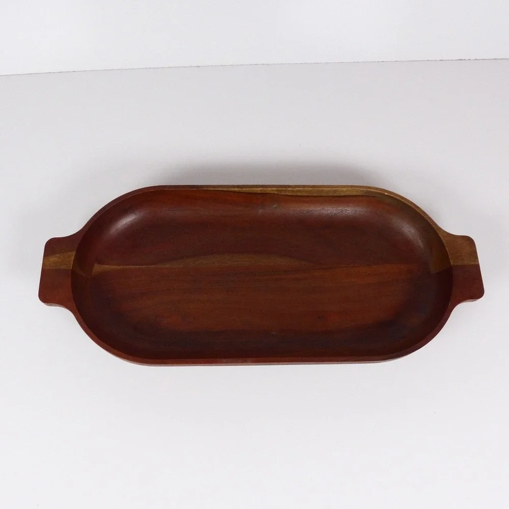 Pottery Barn Chateau Handcrafted Acacia Wood Dough Bowl Serving Tray Platter